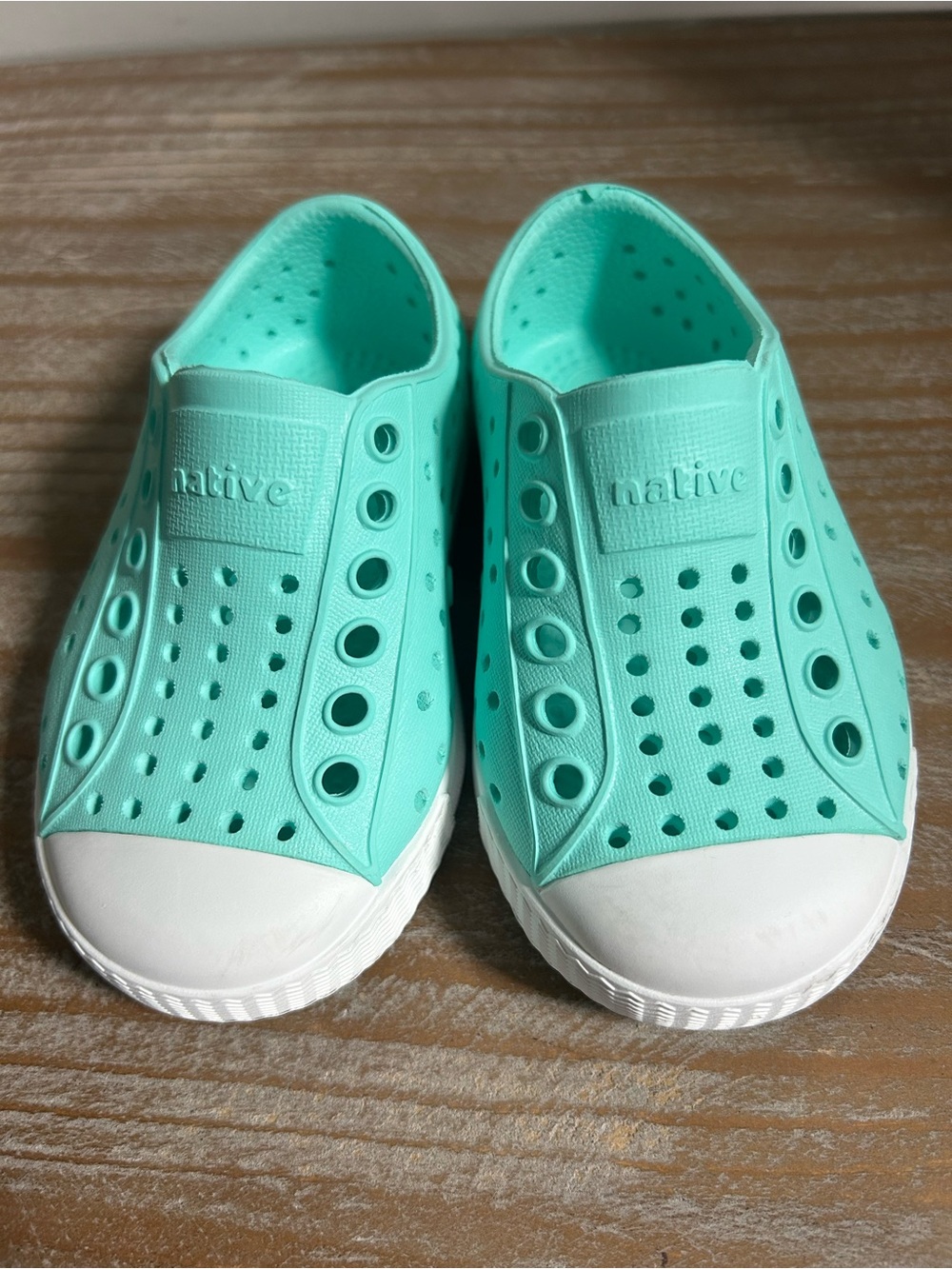 Native Kids Slip-On Water Shoes in Mint Green and White